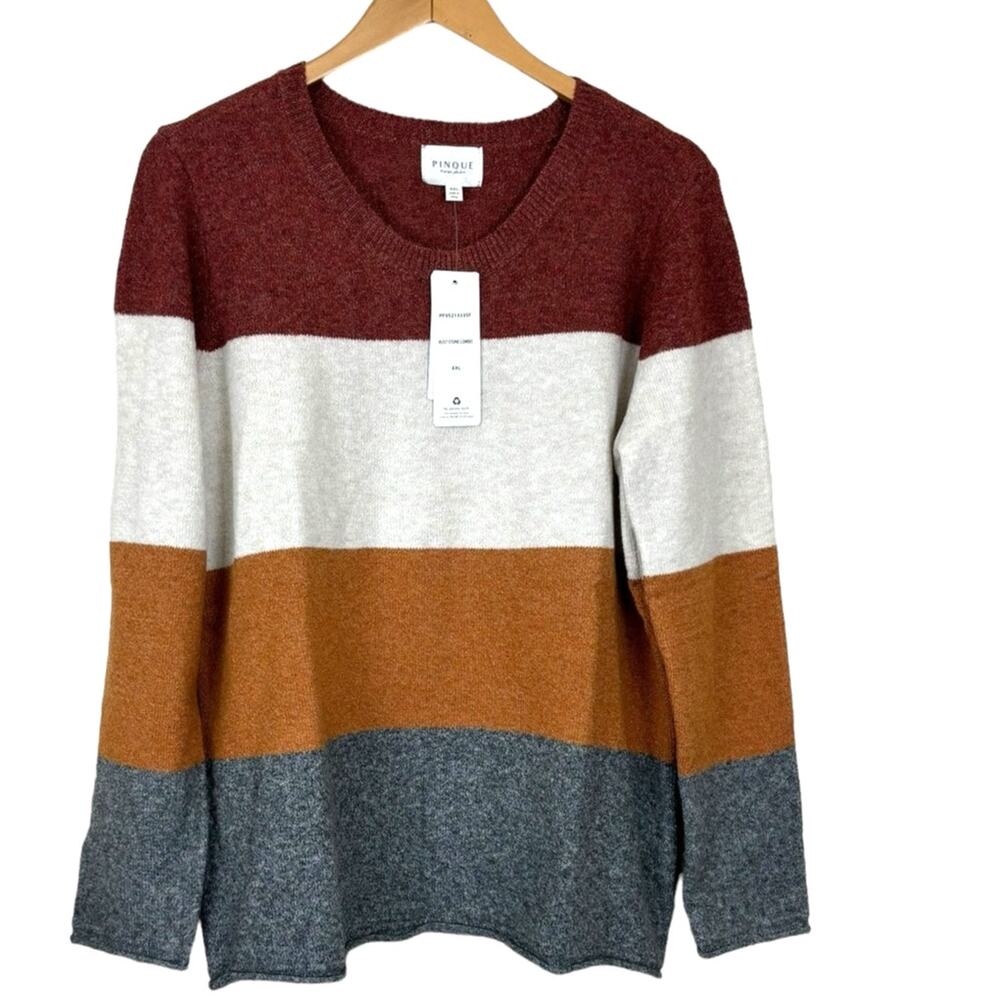 Pinque Design Studio Rust Stone Combo Color Black Pullover Sweater NEW Size XXL